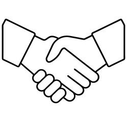 Fototapeta premium Handshake, Business Partnership, Teamwork, Friendship line art icon sign silhouette vector illustration 