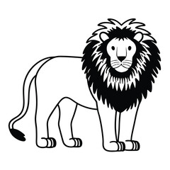 Monochrome Lion Full Body Design Logo Style Vector Illustration Silhouette on White Background for Tattoo Photo Overlays T-shirt Print Flyer Poster Design