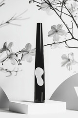 Fototapeta premium Minimalist collage featuring a lava lamp and floral elements on a white background