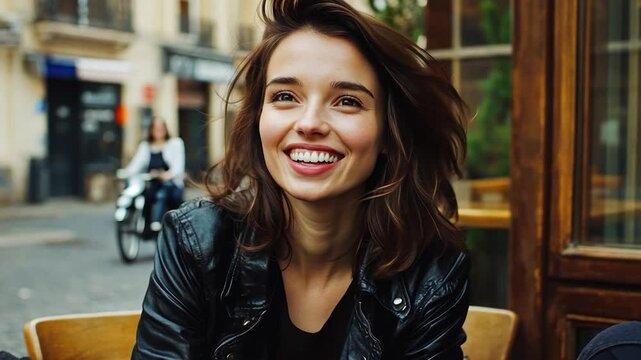 Joyful Parisian Portrait: A Radiant Smile in the City of Lights