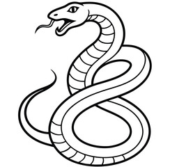 Cute cartoon black snake vector illustration, a wild reptile serpent symbol