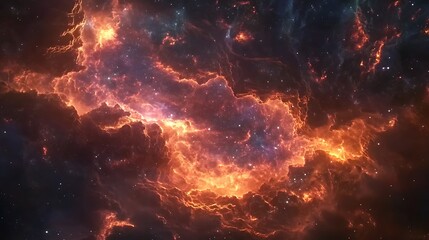 Fototapeta premium A Cosmic Nebula with Fiery Orange and Red Hues