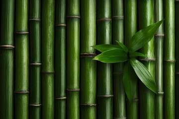Obraz premium Green Bamboo Poles in Natural Close-Up