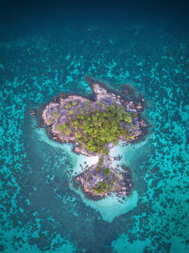 Aerial view of koh lipe island with turquoise clear water and coral reef, Mueang Satun, Thailand.