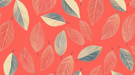 Obraz premium Delicate Leaf Pattern Coral Background Design