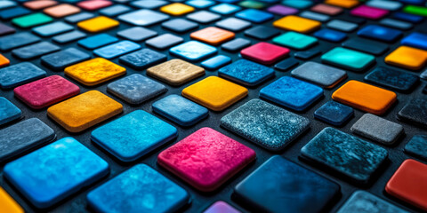 Fototapeta premium Vibrant Digital App Icons Display Representing Modern Interactive Entertainment