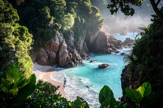 The hiking trail view at Robberg Nature Reserve, located in the Western Cape province of South Africa.