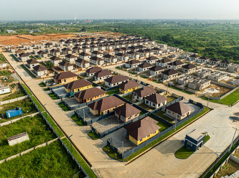 Aerial view of modern residential development and organized streets in greater taf city, Port Harcourt, Nigeria.