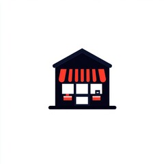 Simple storefront icon, retail, business, shop, white background, website design