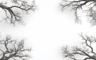 From an overhead view, death trees in a 3d rendering with a cutout and transparent background, png