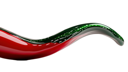 A vibrant red chili pepper with a glossy finish and a green tip showcasing its freshness. transparent background