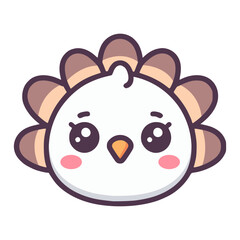 cute turkey farm animal flat color vector illustration template design