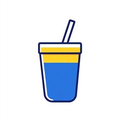 Blue drink, straw, cup, summer, refreshment, icon, illustration, beverage, simple background, graphic design