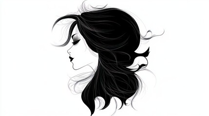 Naklejka premium A graceful silhouette of a girl showcases feminine beauty and strength. This minimalist portrait represents women's empowerment in an artistic form, celebrating femininity