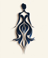 A creative silhouette of a girl captures an artistic and minimalistic essence, showcasing feminine beauty and elegance with flowing shapes and curves