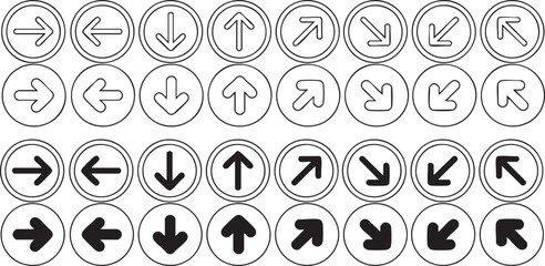 set of black and white button arrow, Directional arrows for websites and other business presentations without background, vector illustration 