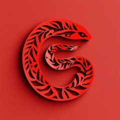 Intricate Red Snake Symbol for New Year Celebration with Artistic Patterns