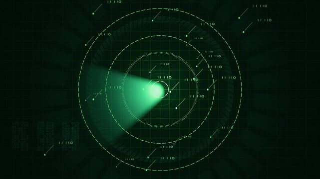 Air traffic control radar screen simulation tracking aircraft positions with moving indicators.