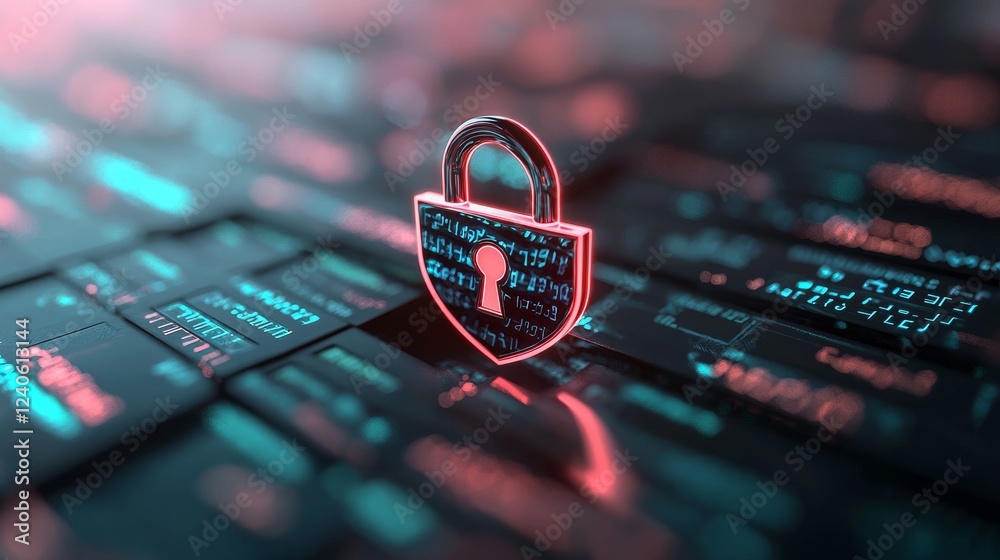 Poster cyber ​​security and data protection, upholding internet network integrity, defending business and f