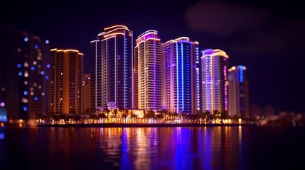 Obraz premium In an abstract scape, an online smart digital city is illustrated with smconnect network and futuristic line designs