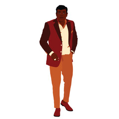Stylish black man in elegant art style vector