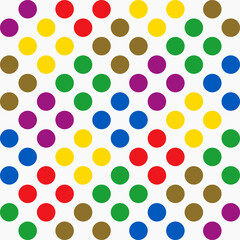 Minimalist colorful circle pattern on white background, perfect for wallpaper, textiles, and backgrounds. High quality vector graphic with playful design.