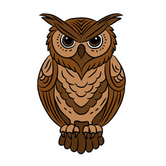Owl illustration isolated on white background, ikon vector