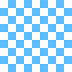Seamless white and blue chess checkered grid pattern in Memphis style. Geometric vector design for backgrounds and wallpapers. Modern, hipster, and minimal aesthetics with flag elements
