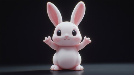 Obraz premium Cute Pink Cartoon Bunny Model with Cheerful Expression on Display