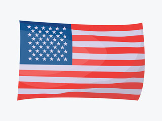 Vector illustration of United States of America flagt in cartoon flat style. US flag symbol. Red, white and blue