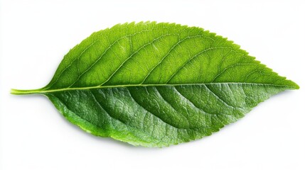 Obraz premium Fresh Green Leaf with Detailed Texture and Vibrant Coloration