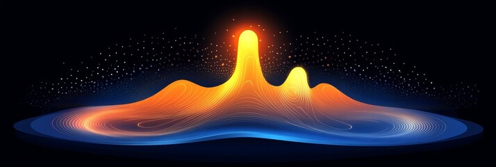 Abstract Glowing Wave Visualization, 3D Rendering With Smooth Lines, Color Separation And Particles