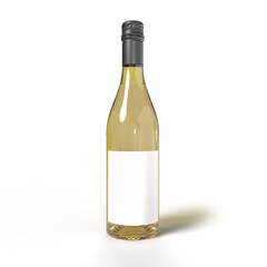 3D Mockups bottle of wine or champagne with foil cap and label isolated on background. Bottle container used for champagne, drink alcohol, water, liquid product and wine. Place your product design