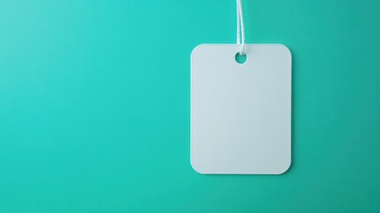 Blank white plastic name tag mockup, corporate branding concept, pastel green background