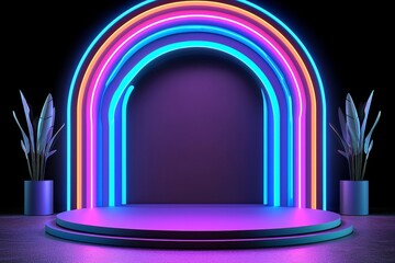 Highway speed light with speed light trails effect path in a fast-moving neon futuristic technology background, future virtual reality, motion effect, bright neon curve, using Stock