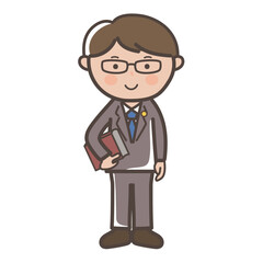 笑顔で正面を向く男性弁護士の全身イラスト