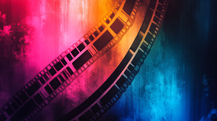 Colorful film reel design with vibrant hues showcasing artistic creativity in a modern setting
