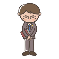 頭を下げて謝る男性弁護士の全身イラスト
