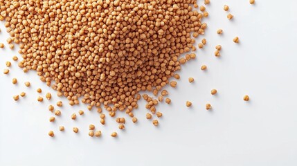 Raw Yellow Mustard Seeds Piled on White Background for Cooking Use