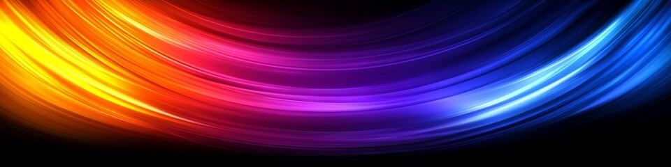 Vivid Blue, Purple, and Gold Streaks of Light Flowing and Curving in an Abstract 3D Render