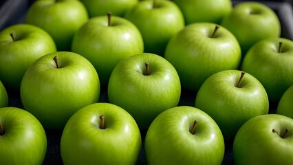 many ripe green apples in a pile