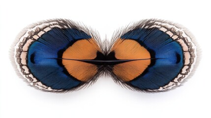 Vibrant Blue and Orange Butterfly Wings Symmetrically Displayed