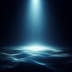 dimly lit, ethereal scene with a prominent blue light emanating from the top right corner