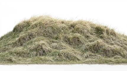 Lush Green Grass Mound on a White Background for Natural Themes
