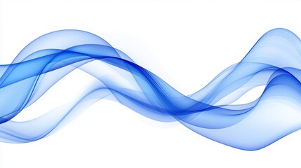 Fototapeta premium A dynamic blue abstract wave background featuring flowing curves and soft gradients, set against a clean white backdrop, creating a fresh and modern aesthetic suitable for digital designs.