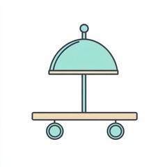 Food service cart, cloche, restaurant, white background, menu