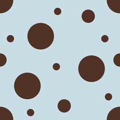Brown Polka Dots Seamless Patterns Big Design on a pastel blue Background