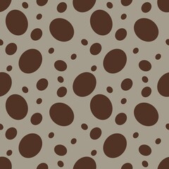 Seamless Pattern of Brown Ovals shapes Small Design on pastel gray Backgrounds