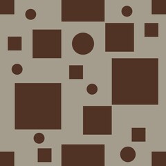 Seamless Pattern of Brown Geometric Shapes Big Design on a pastel gray Background Inspires Modern Decor Ideas