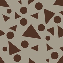 Brown Geometric Shapes Create an Abstract Seamless Pattern Big Design on a pastel gray Background